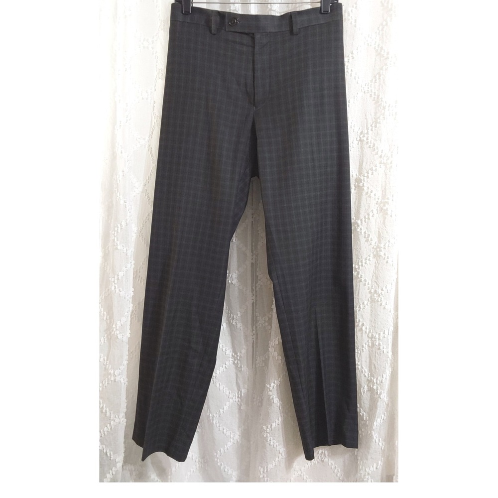 Lauren Ralph Lauren Mens Plaid Dress Pants Charcoal Gray 38W x 30L Stretch